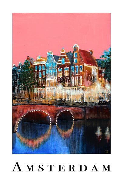 Poster Amsterdam Pink Sky by Atelier Paint-Ing