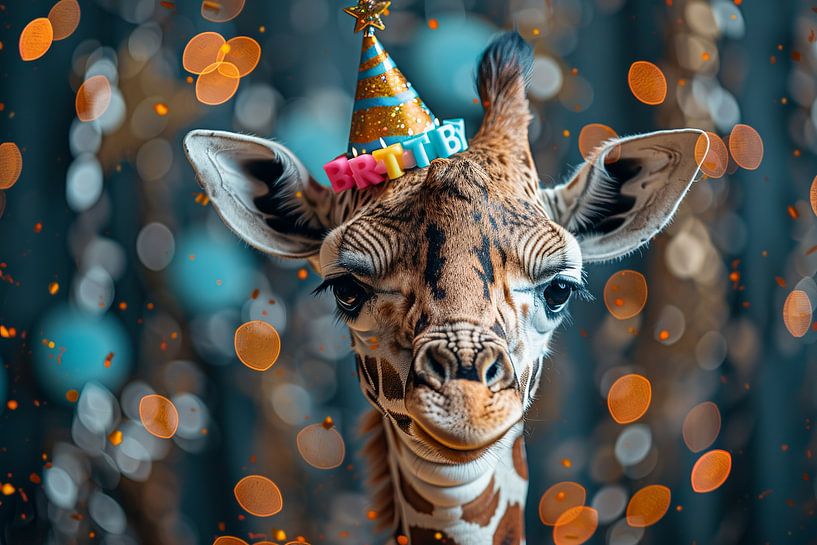 Lustige Giraffe Geburtstag im 60er Jahre Disco-Stil von Poster Art Shop