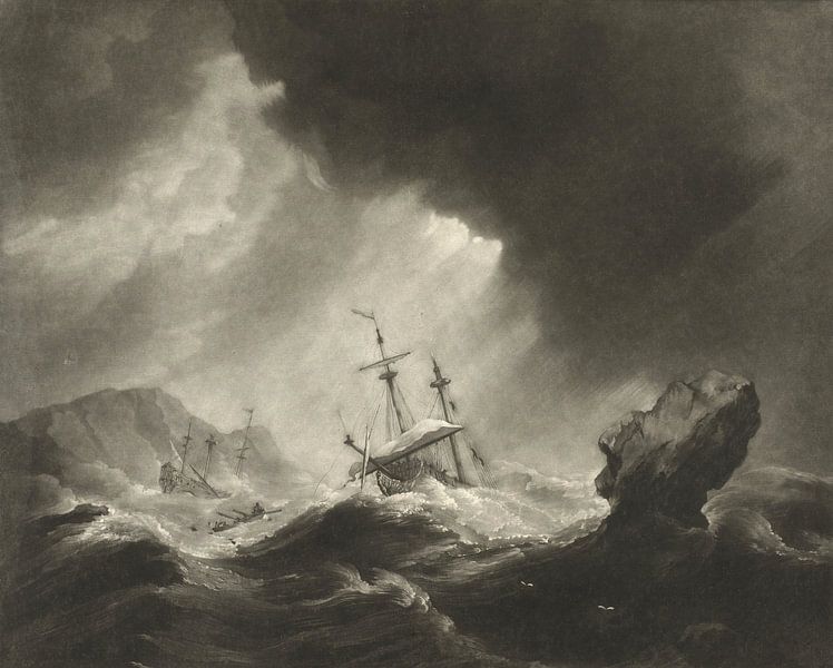 Schiffsbruch auf stürmischer See, James Watson nach Willem van der Welde von Meisterhafte Meister