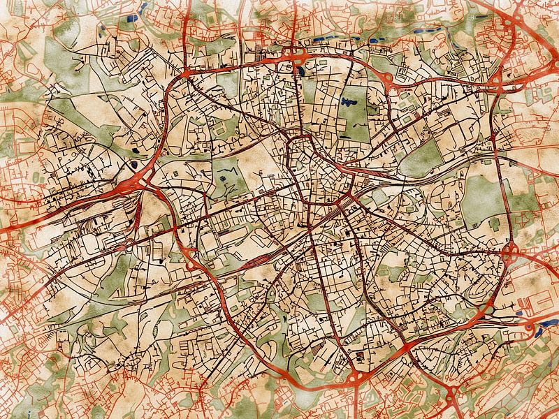Kaart van Bochum in de stijl 'Serene Summer' van Maporia