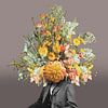 Self-portrait with flowers 2 (heartwood background) by toon joosen