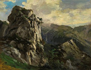 Paysage de montagne de Carlos de Haes-Stenen, paysage antique