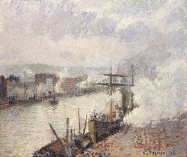 Steamboats in the Port of Rouen, Camille Pissarro