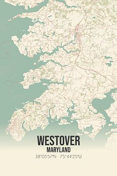 Vintage landkaart van Westover (Maryland), USA. van MijnStadsPoster