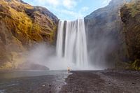 Chute d'eau Skogafoss Islande en automne