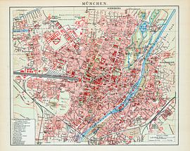 Vintage map Munich ca. 1900 by Studio Wunderkammer