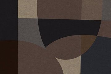 Bruin, grijs, beige organische vormen. Moderne abstracte retro geometrische kunst in aardetinten IX van Dina Dankers