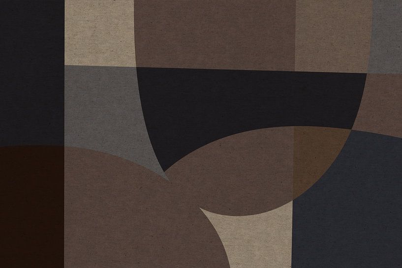 Brown, grey, beige organic shapes. Modern abstract retro geometric art in earthy tints IX by Dina Dankers