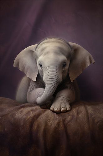 Baby olifant in paarse sferen