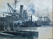 Alexander Kircher, In der Nähe der Dardanellen, britische und französische Kriegsschiffe im Hafen vo von Atelier Liesjes Miniaturansicht