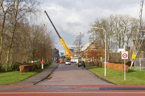 House building at construction site