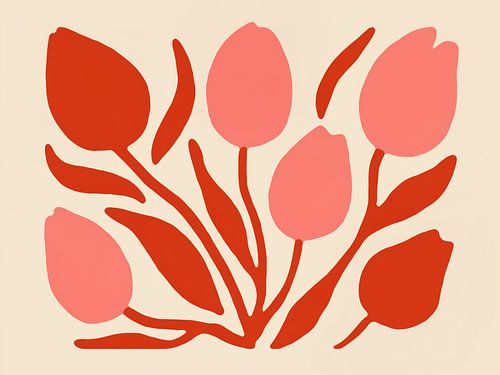 Tulpen in Rosa und Rot von Caroline Guerain