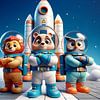 Abenteuer im All: Drei tapfere Astronauten-Tiere von artefacti
