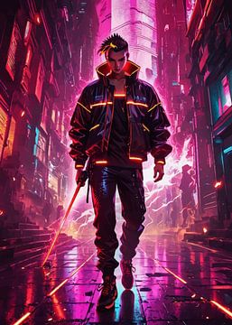 Cyberpunk krijger met zwaard van MIROKKU