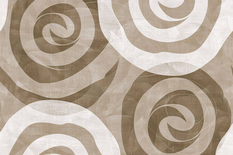 Monochroom abstract spiraalpatroon in bruine tinten van Art & Soul Creations