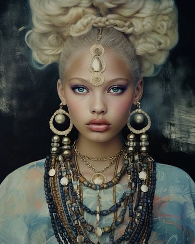 Portret in zachte blauwtinten