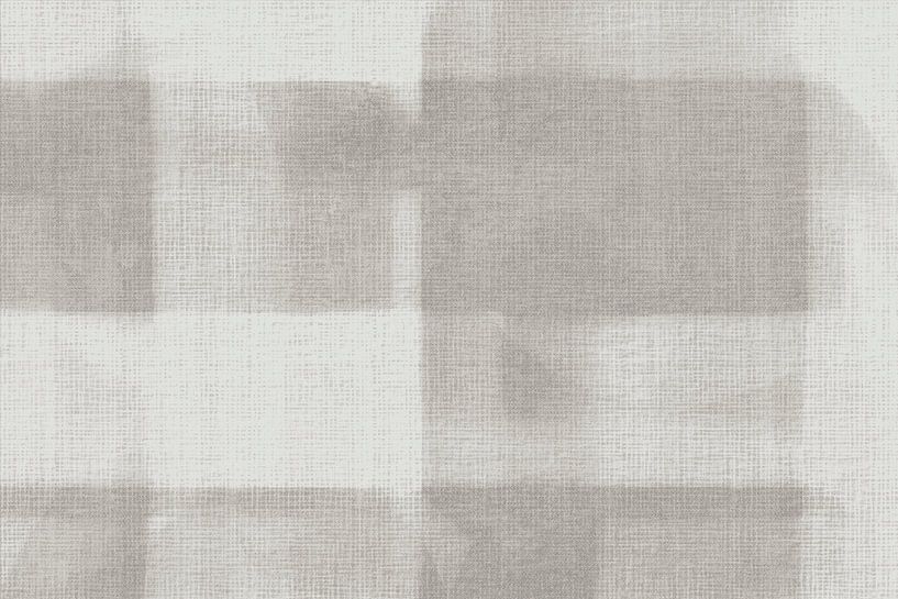 Abstract Bauhaus shapes on linen in soft earthy colours by FRESH Fine Art