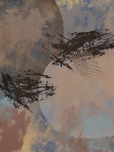 Abstrakte und moderne Kunstwerke mit verschiedenen Formen, Pinselstrichen und Texturen