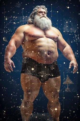 De kerstman staat op