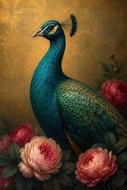 Pfau mit Blumen von Salt Theory