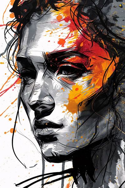 Powerful portrait with colourful accents by Art & Soul Creations