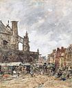 Eugène Boudin, Place Nationale in Dieppe, ca 1895 van Atelier Liesjes thumbnail