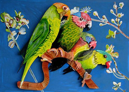 Perruches se parlant entre elles