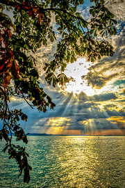 Rayons de soleil au-dessus du lac de Constance sur Dieter Walther