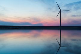 Coucher de soleil en Zélande sur Freek van den Driesschen