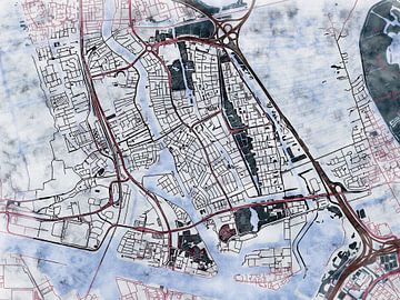 Map of Zaandam with the style 'White Winter' by Maporia