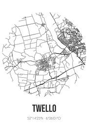 Twello (Gueldre) | Carte | Noir et blanc sur Affiches de lieux