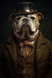 Bulldogge in altmodischer Kleidung von Wall Wonder