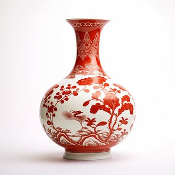 Chinese vaas rood/wit van TheXclusive Art