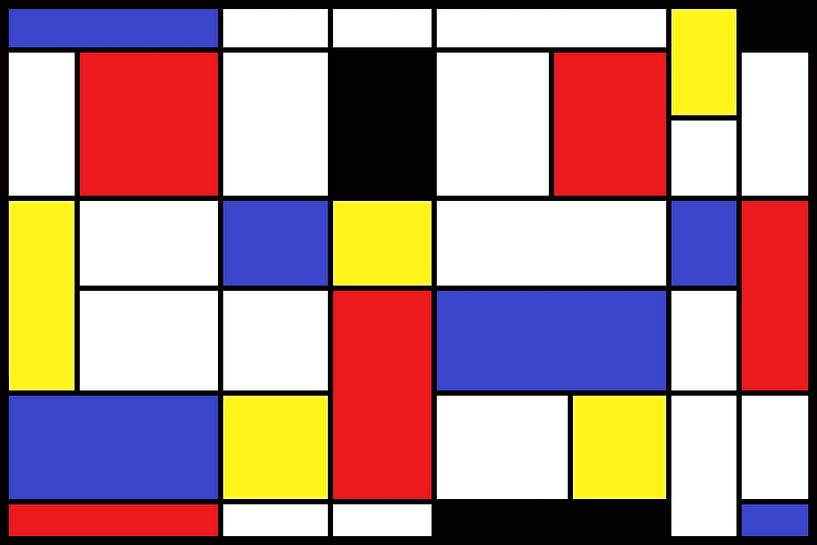 compositie naar de stijl van Piet Mondriaan van W J Kok