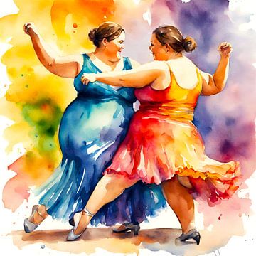 2 dames sociables qui dansent sur De gezellige Dames