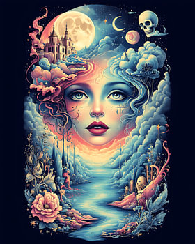 Kosmische Göttin Poster – Mystisch-surrealer Kunstdruck voller Magie