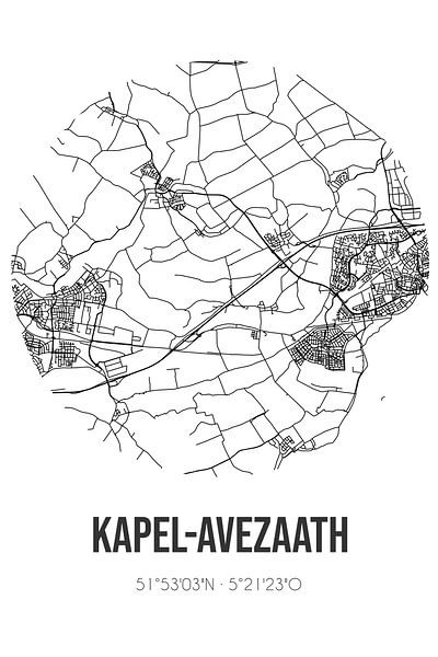 Kapel-Avezaath (Gueldre) | Carte | Noir et blanc par Affiches de lieux