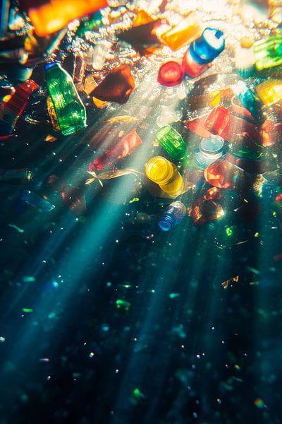 Du plastique scintillant dans l'eau - Regards sur l'environnement par Poster Art Shop
