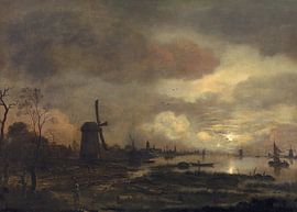 Landschap bij maneschijn, Aert van der Neer van Atelier Liesjes
