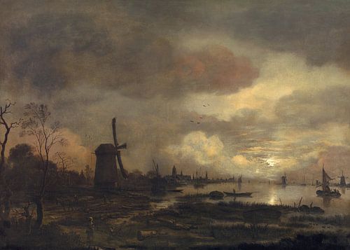 Landschap bij maneschijn, Aert van der Neer