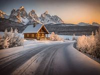 Winter road in the mountains