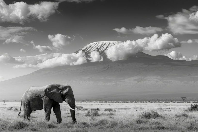 Elefant und Kilimandscharo von Poster Art Shop