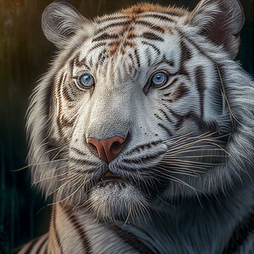 Portret van een witte tijger Illustratie van Animaflora PicsStock