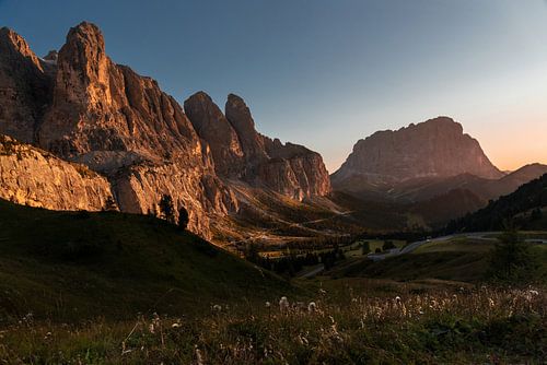 Zonsondergang bij het Grödner Joch