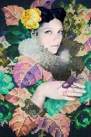 Luca, warm autumn colours, royal blue, various shades of green (series of 4)