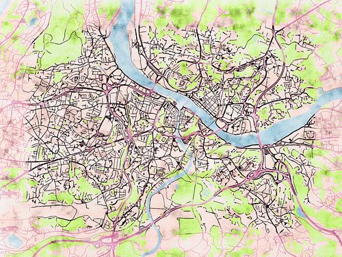 Kaart van Bayonne in de stijl 'Soothing Spring'