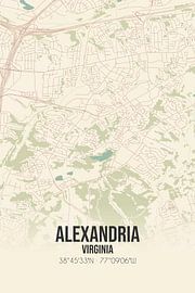 Vintage landkaart van Alexandria (Virginia), USA. van Stad & Wand