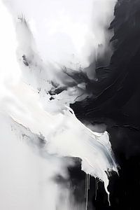 Peinture abstraite monochrome, noir et blanc