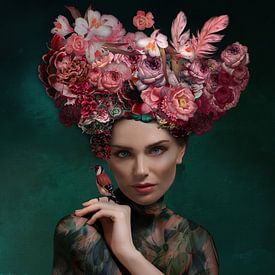 Junge Frau mit einer Blumenkrone von OEVER.ART