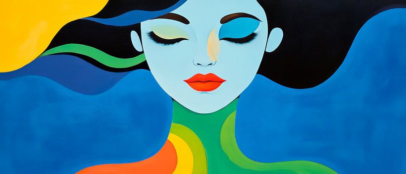 Farbspiel der Ruhe – Porträt einer Frau von Poster Art Shop